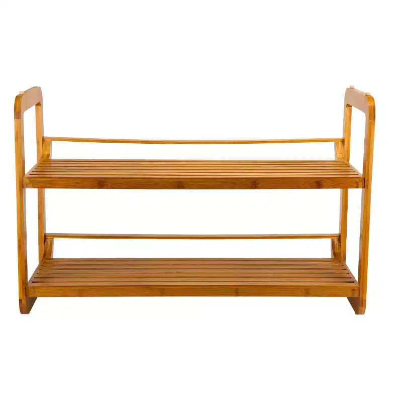 Organize It All 2 Tier Stackable Shoe Rack Lohas Collection: Bamboo Shoe Organizer, Closet Storage, Holds 6 Pairs, Tan