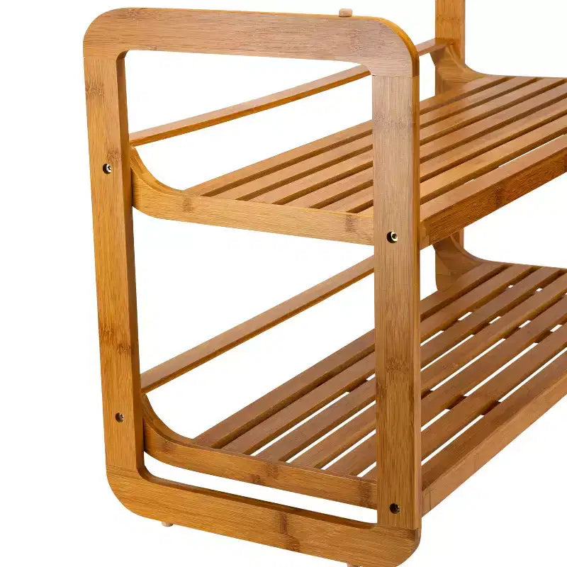 Organize It All 2 Tier Stackable Shoe Rack Lohas Collection: Bamboo Shoe Organizer, Closet Storage, Holds 6 Pairs, Tan
