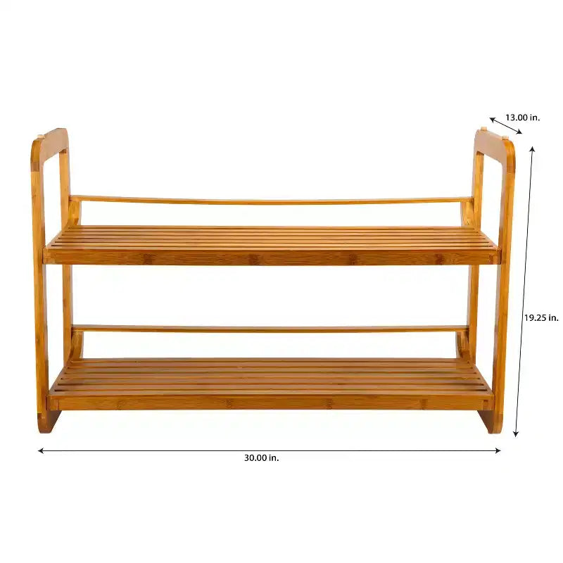 Organize It All 2 Tier Stackable Shoe Rack Lohas Collection: Bamboo Shoe Organizer, Closet Storage, Holds 6 Pairs, Tan