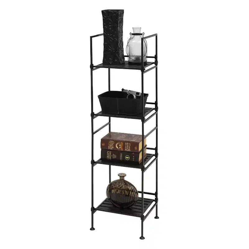 Scaffale quadrato a 4 ripiani in resina della collezione Ebonize Organize It All