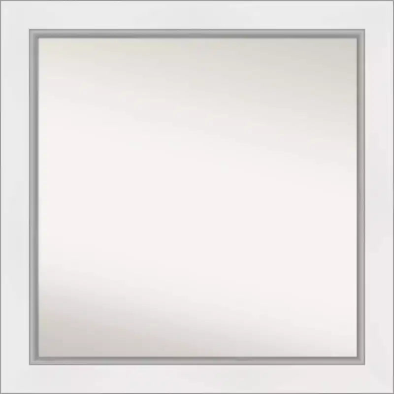 32" x 32" Eva White Silver Framed Square Mirror for Bathroom - Amanti Art: Includes Mounting Hardware, Polystyrene Frame