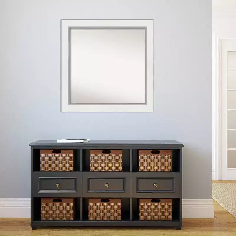 Specchio quadrato da bagno Amanti Art con cornice argento lucido in EVA da 81 x 81 cm: include ferramenta di montaggio, cornice in polistirolo