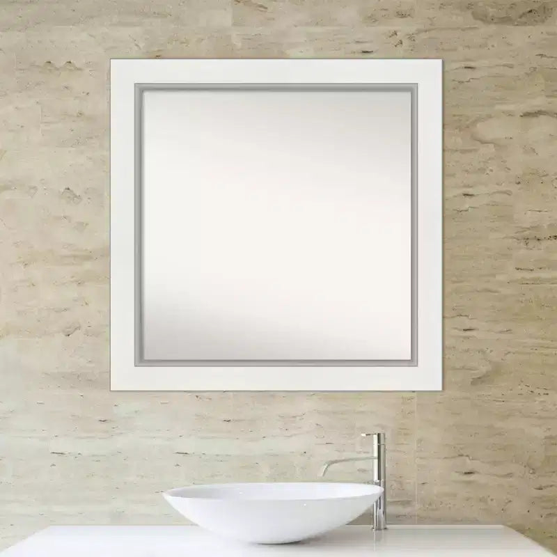Specchio da Parete Quadrato – Cornice Bianco Argento, Singolo, 80 x 80 cm