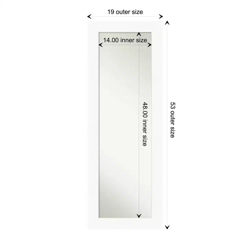 Specchio da porta a figura intera bianco senza smusso 20" x 54" - Amanti Art: facile montaggio a porta/parete, cornice in polistirene