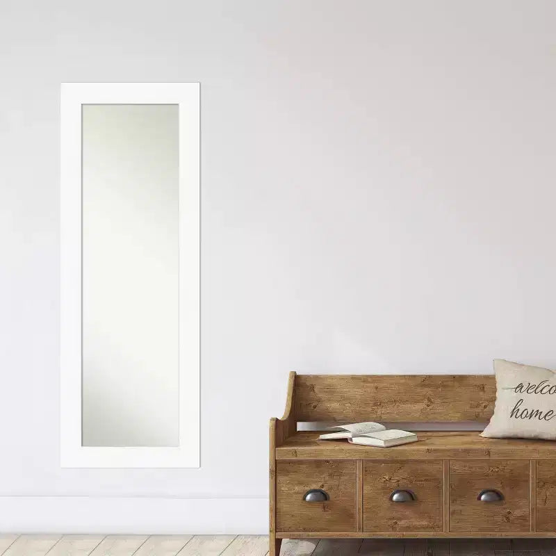 Specchio da porta a figura intera bianco senza smusso 20" x 54" - Amanti Art: facile montaggio a porta/parete, cornice in polistirene