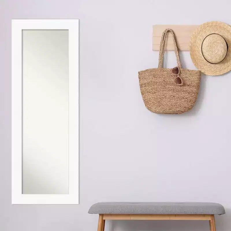 Specchio da porta a figura intera bianco senza smusso 20" x 54" - Amanti Art: facile montaggio a porta/parete, cornice in polistirene