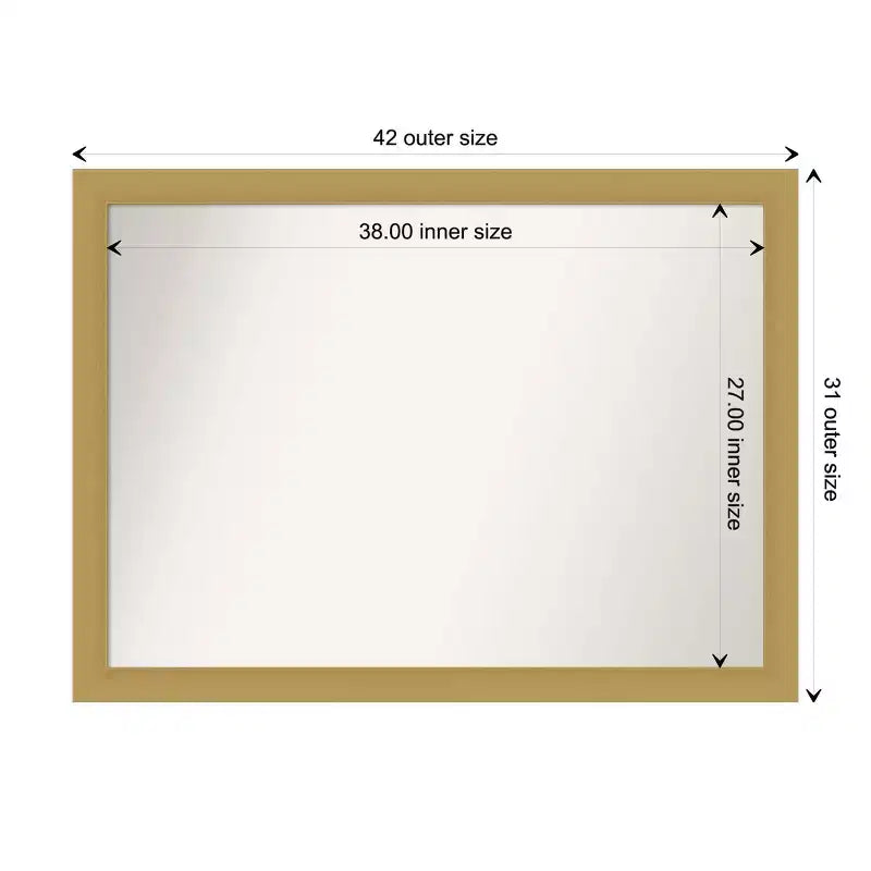 Specchio da parete senza smusso Grace in oro spazzolato 42" x 31" - Amanti Art