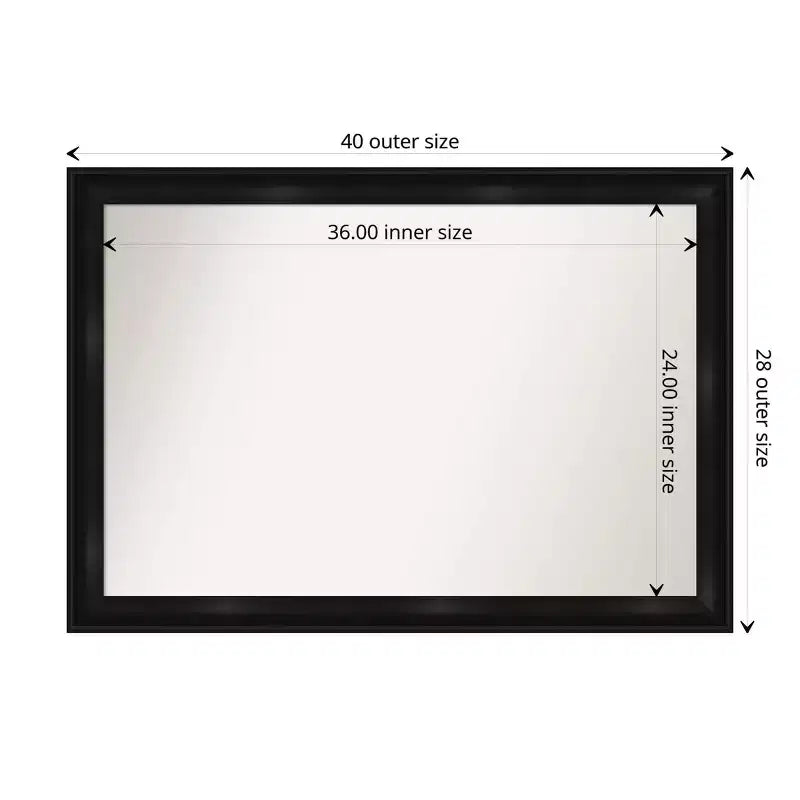 Amanti Art 40" x 28" Specchio da parete per bagno stretto Grand non smussato nero: Trucco, design moderno, a parete