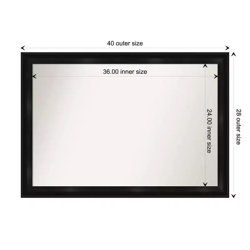 Amanti Art 40" x 28" Specchio da parete per bagno stretto Grand non smussato nero: Trucco, design moderno, a parete