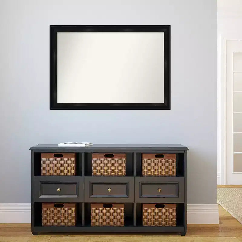 Amanti Art 40" x 28" Specchio da parete per bagno stretto Grand non smussato nero: Trucco, design moderno, a parete