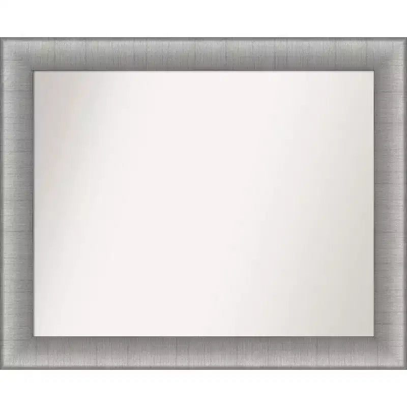 33" x 27" Non-Beveled Elegant Bathroom Wall Mirror Brushed Pewter - Amanti Art: Rectangle, Polystyrene Frame, Wall Mounted