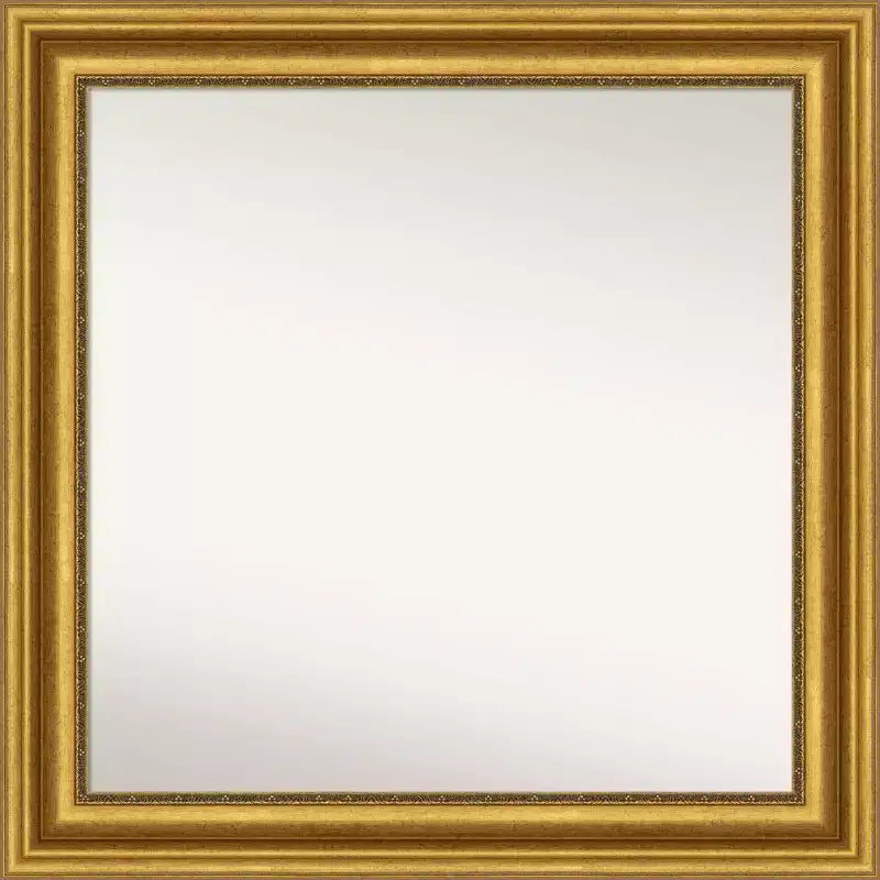 Amanti Art 32"x32" Non-Beveled Parlor Gold Wall Mirror : Modern Square Framed, Includes Mounting Hardware