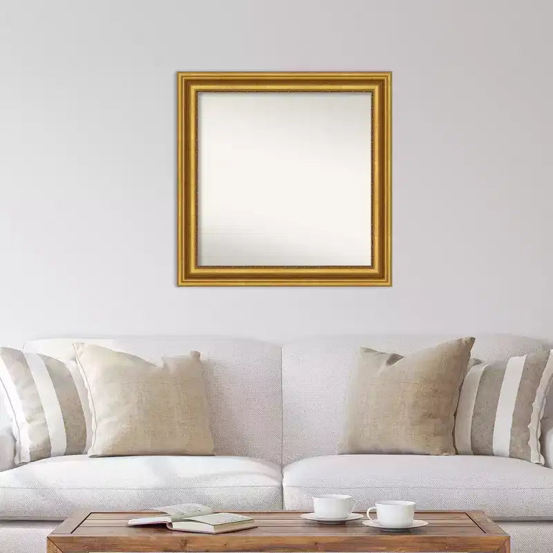 Specchio da Parete Amanti Art 32"x32" in Oro per Salotto, Senza Smussatura: Moderno con Cornice Quadrata, Include Ferramenta per il Montaggio