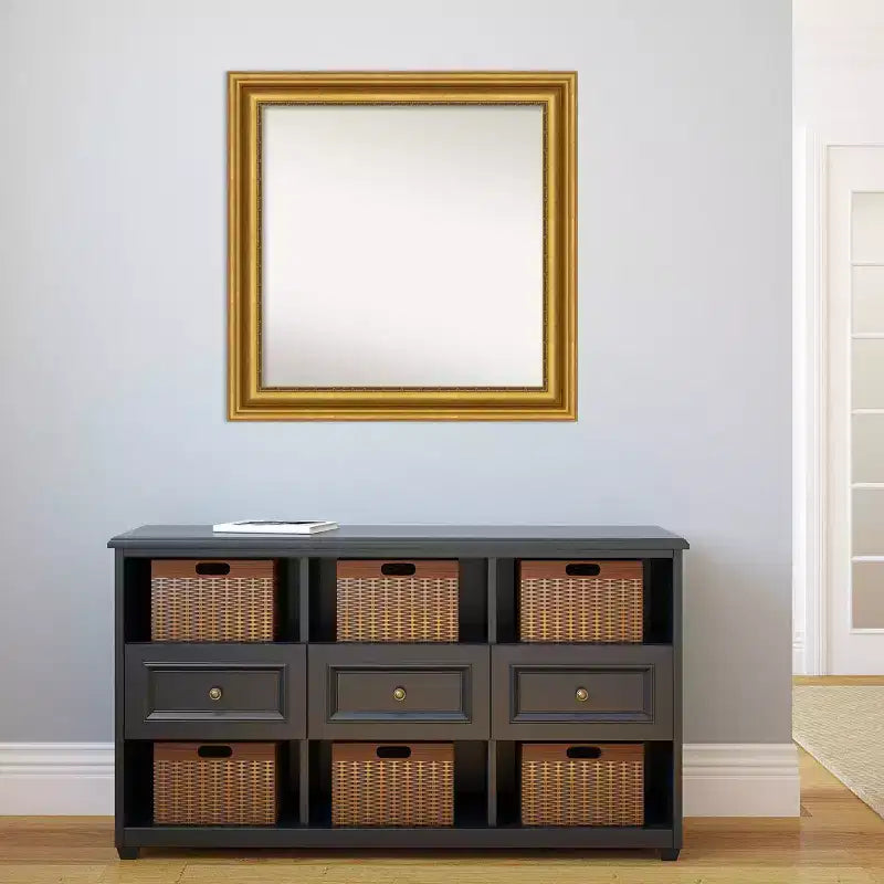 Specchio da Parete Amanti Art 32"x32" in Oro per Salotto, Senza Smussatura: Moderno con Cornice Quadrata, Include Ferramenta per il Montaggio