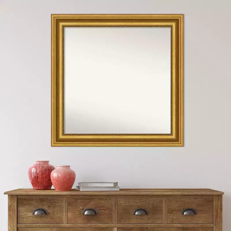 Specchio da Parete Amanti Art 32"x32" in Oro per Salotto, Senza Smussatura: Moderno con Cornice Quadrata, Include Ferramenta per il Montaggio