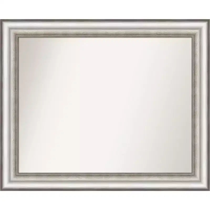 Amanti Art 33"x27" Non-Beveled Salon Silver Wall Mirror : Modern Rectangular, Polystyrene Frame, Includes Mount Hardware