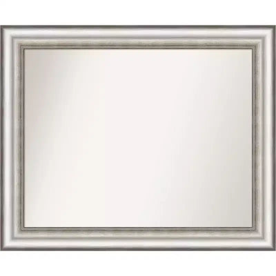 Amanti Art 33"x27" Non-Beveled Salon Silver Wall Mirror : Modern Rectangular, Polystyrene Frame, Includes Mount Hardware