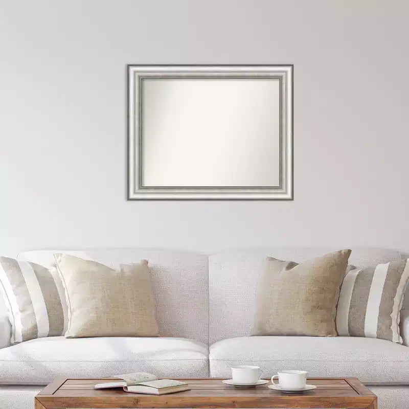 Specchio da parete Amanti Art 33"x27" Non-Beveled Salon Silver: Rettangolare moderno, cornice in polistirene, include ferramenta di montaggio