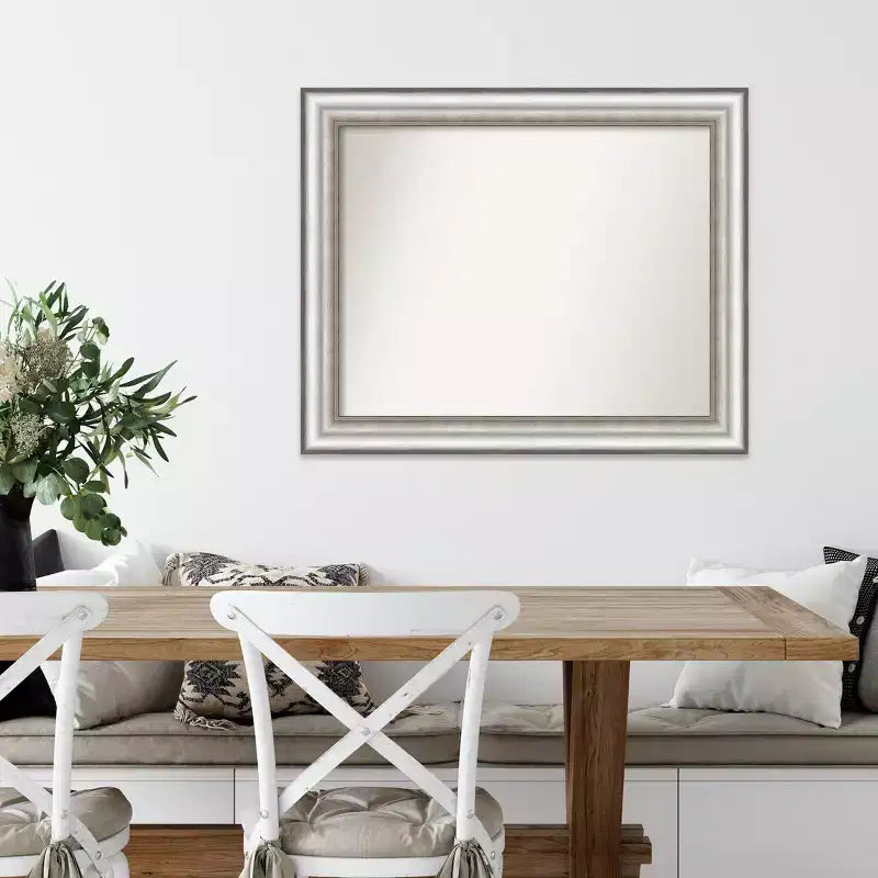Specchio da parete Amanti Art 33"x27" Non-Beveled Salon Silver: Rettangolare moderno, cornice in polistirene, include ferramenta di montaggio