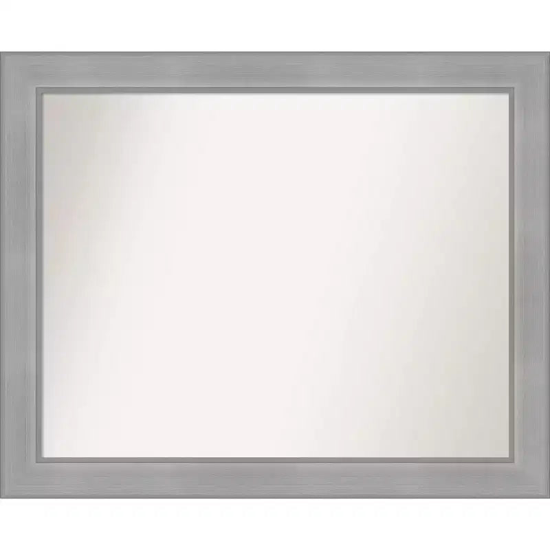 32" x 26" Non-Beveled Vista Brushed Nickel Wall Mirror - Amanti Art: Modern Rectangle, Polystyrene Frame