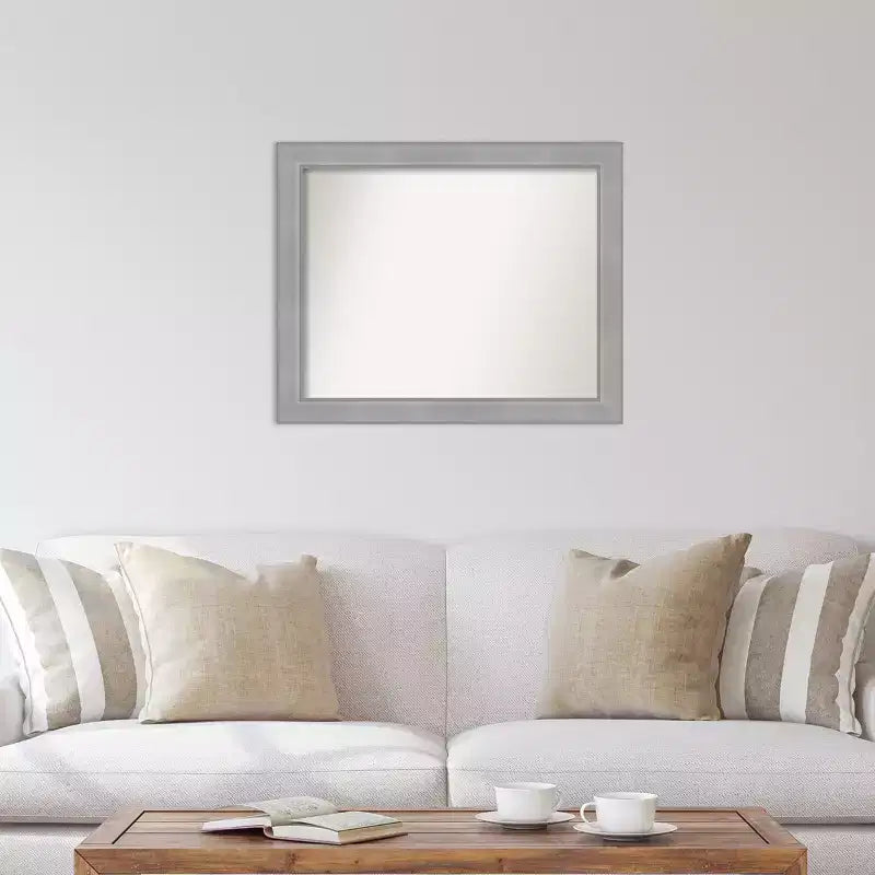 Specchio da parete senza bordo Vista spazzolato nichel 32" x 26" - Amanti Art: rettangolare moderno, cornice in polistirene