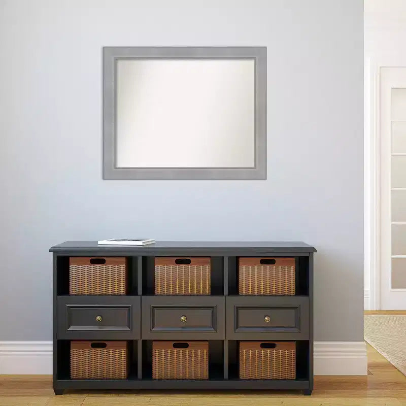Specchio da parete senza bordo Vista spazzolato nichel 32" x 26" - Amanti Art: rettangolare moderno, cornice in polistirene