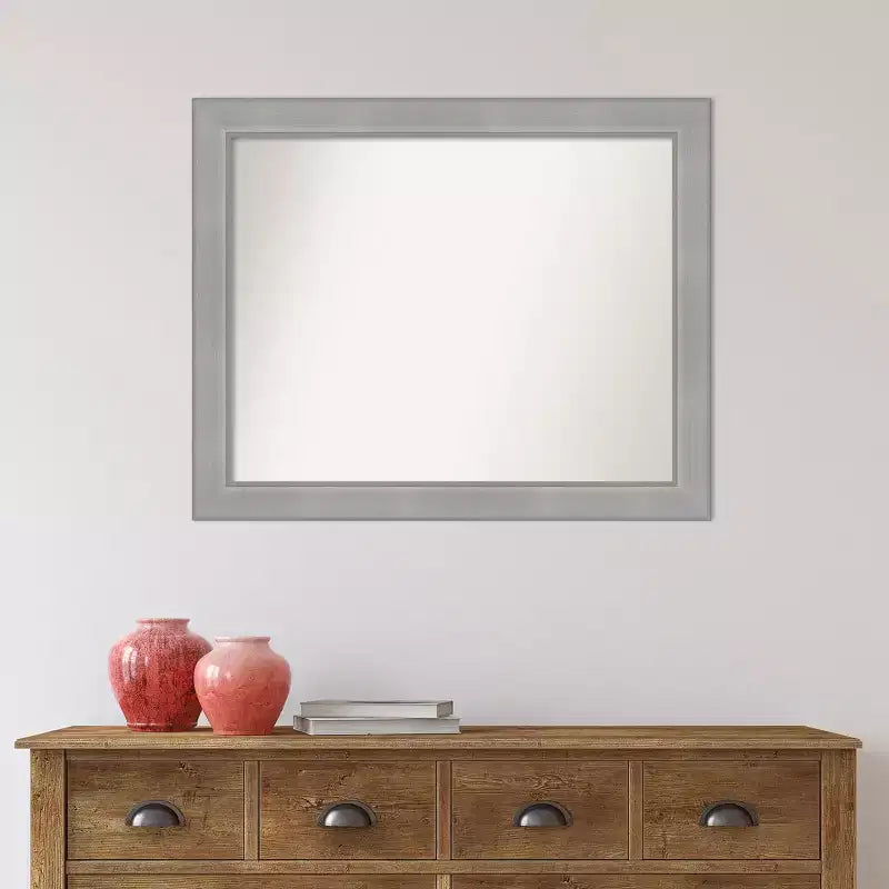 Specchio da parete senza bordo Vista spazzolato nichel 32" x 26" - Amanti Art: rettangolare moderno, cornice in polistirene