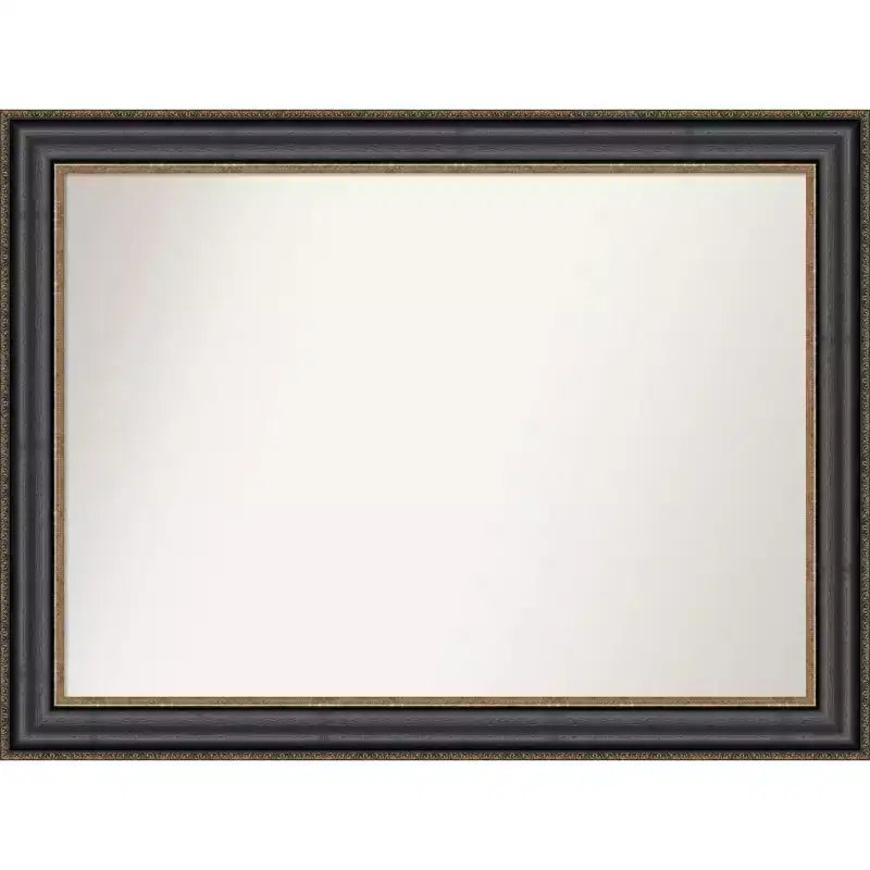 44" x 33" Non-Beveled Thomas Black Bronze Wall Mirror - Amanti Art: Modern Rectangular, Polystyrene Frame, Includes Mount Hardware