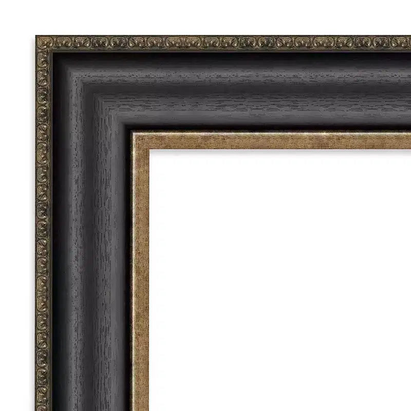 Specchio da parete Thomas nero bronzato non smussato 44" x 33" - Amanti Art: rettangolare moderno, cornice in polistirolo, include ferramenta di montaggio