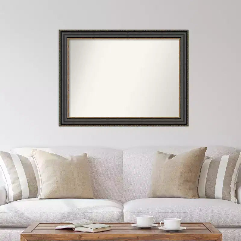Specchio da parete Thomas nero bronzato non smussato 44" x 33" - Amanti Art: rettangolare moderno, cornice in polistirolo, include ferramenta di montaggio