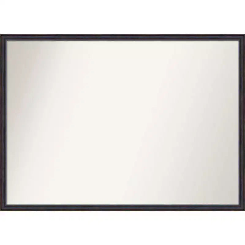 40" x 29" Non-Beveled Dark Bronze Scoop Wood Wall Mirror - Amanti Art
