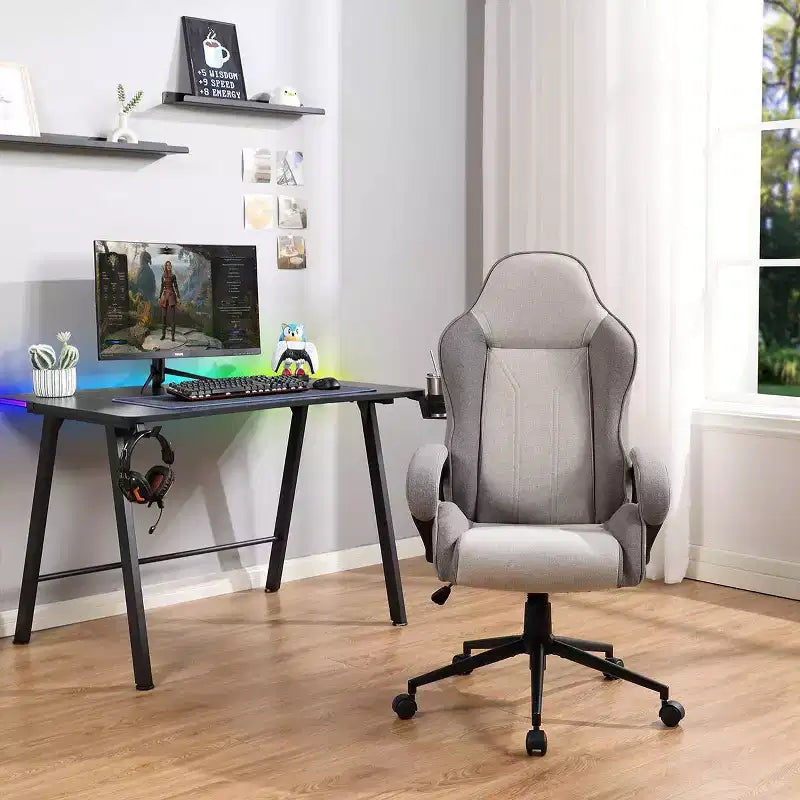 Sedia da gioco girevole grigia - Room Essentials™: sedia da scrivania imbottita, regolabile, con braccioli fissi