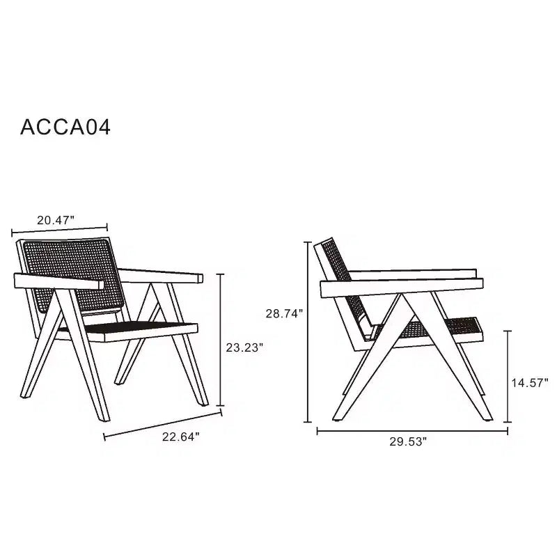 Set di 2 sedie d'accento Hamlet in legno nero/rattan naturale - Manhattan Comfort: Dettaglio in Rattan, Nessun Montaggio Richiesto