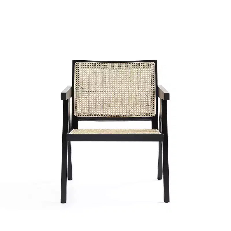 Set di 2 sedie d'accento Hamlet in legno nero/rattan naturale - Manhattan Comfort: Dettaglio in Rattan, Nessun Montaggio Richiesto