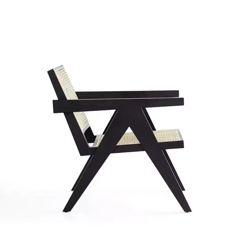 Set di 2 sedie d'accento Hamlet in legno nero/rattan naturale - Manhattan Comfort: Dettaglio in Rattan, Nessun Montaggio Richiesto