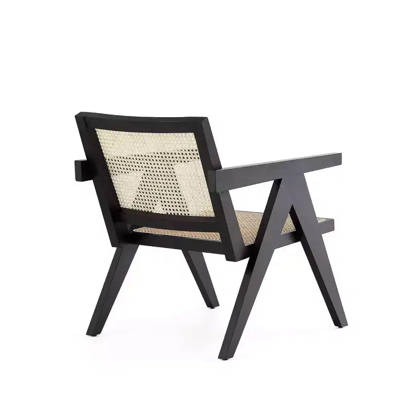 Set di 2 sedie d'accento Hamlet in legno nero/rattan naturale - Manhattan Comfort: Dettaglio in Rattan, Nessun Montaggio Richiesto