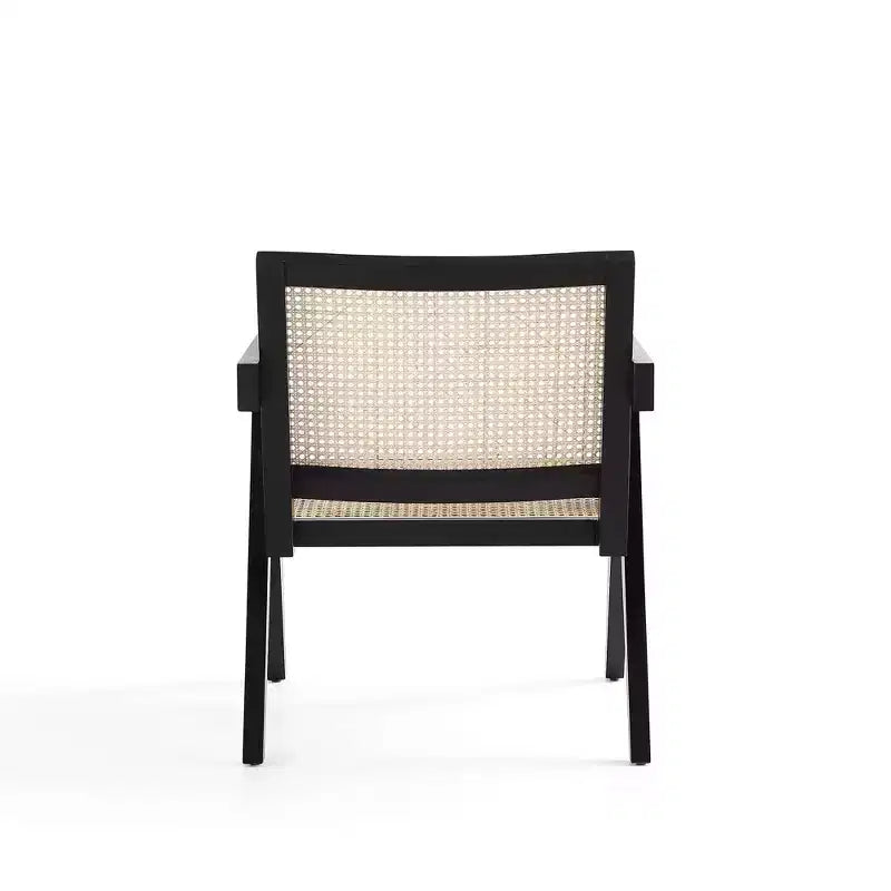 Set di 2 sedie d'accento Hamlet in legno nero/rattan naturale - Manhattan Comfort: Dettaglio in Rattan, Nessun Montaggio Richiesto