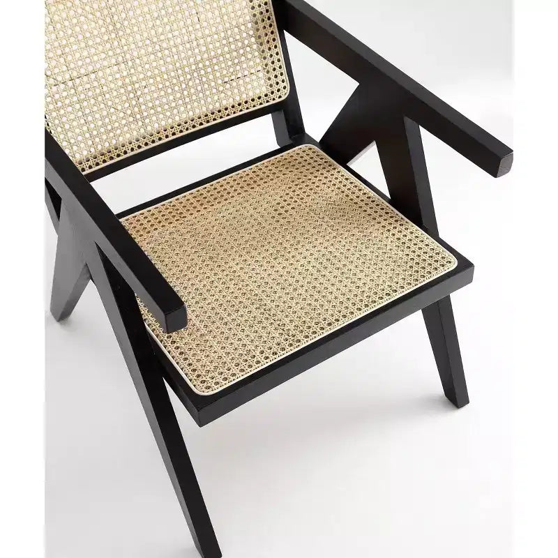 Set di 2 sedie d'accento Hamlet in legno nero/rattan naturale - Manhattan Comfort: Dettaglio in Rattan, Nessun Montaggio Richiesto
