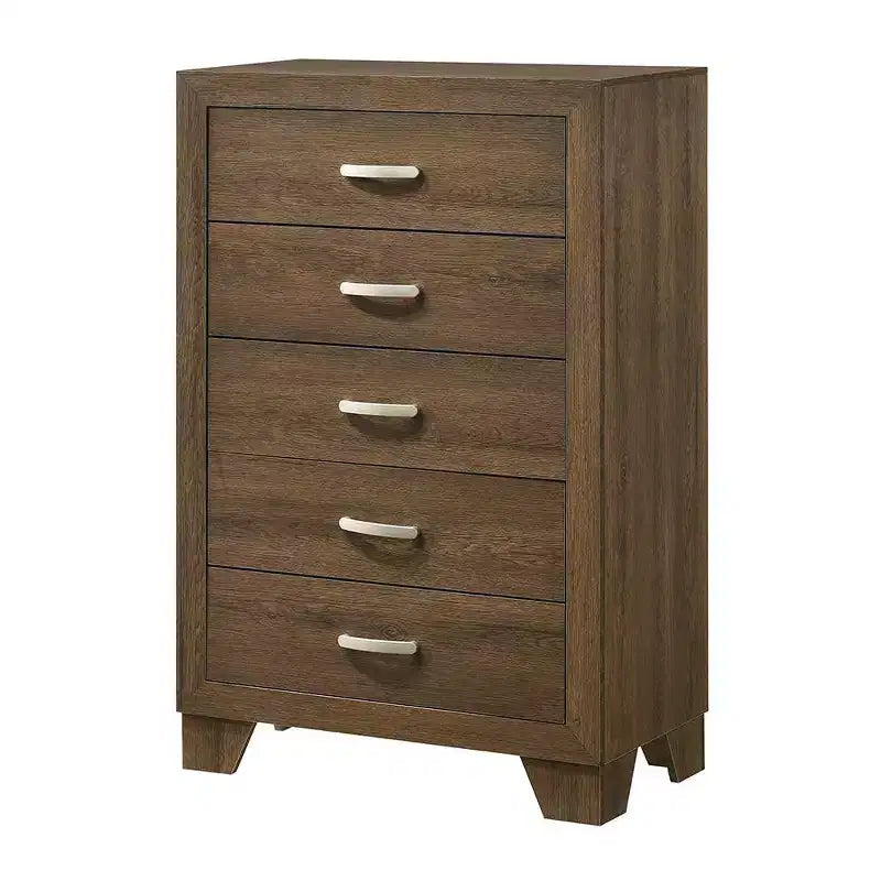 32" Miquell Chest Oak - Acme Furniture: Transitional 5-Drawer Storage, Space-Saving Design