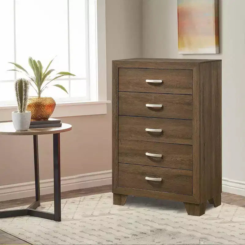 Cassettiera Miquell da 32" in rovere - Acme Furniture: Mobile contenitore a 5 cassetti in stile tradizionale, design salvaspazio