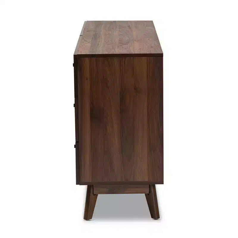 Baxton Studio Cassettiera a 6 cassetti Hartman in legno noce marrone: contenitore moderno, design verticale, altezza 31"