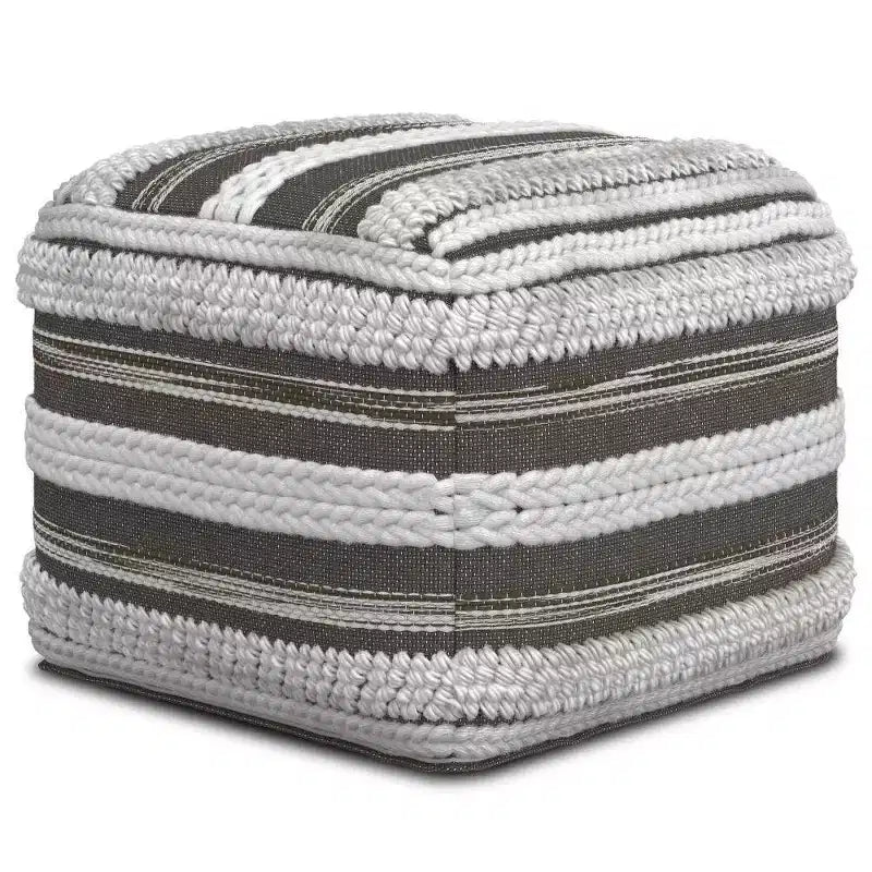 Pouf Silva Quadrato Naturale/Grigio Tortora - WyndenHall