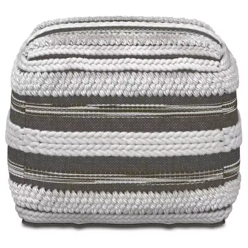 Pouf Silva Quadrato Naturale/Grigio Tortora - WyndenHall