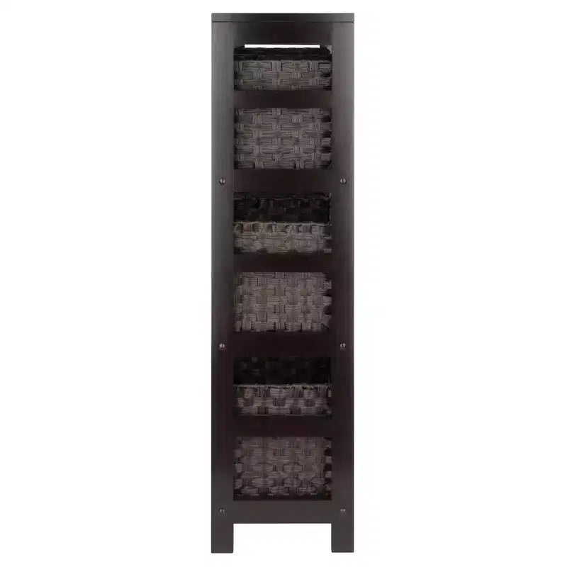 42" 7pc Leo Storage Shelf with Baskets Espresso/Chocolate - Winsome