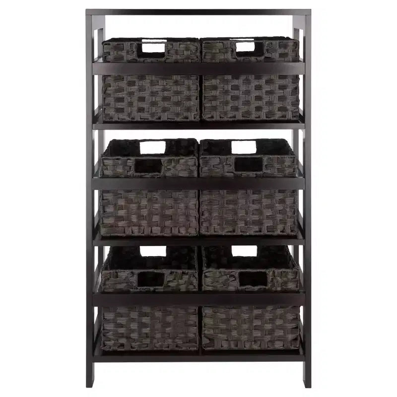 42" 7pc Leo Storage Shelf with Baskets Espresso/Chocolate - Winsome