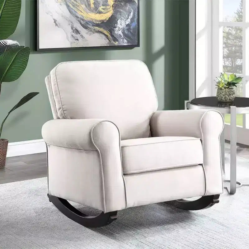 Sedia a seduta attiva Elvin 94 cm, in tessuto beige - Acme Furniture: Rivestimento in lino, Struttura in metallo, Montaggio senza attrezzi
