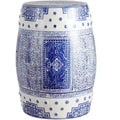 JONATHAN Y Acanthus 17.8 Chinoiserie Ceramic Drum Garden Stool/Accent Table, Blue/White