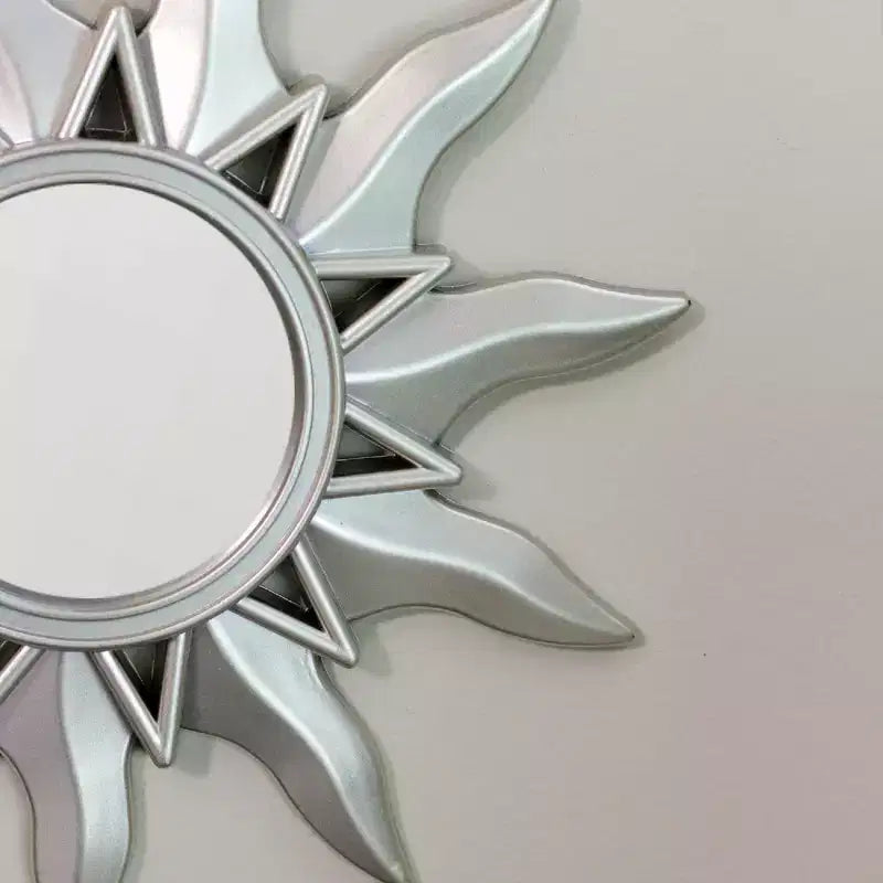 Northlight Set di 3 specchi rotondi Mayan Sunburst, argento opaco, 9.5