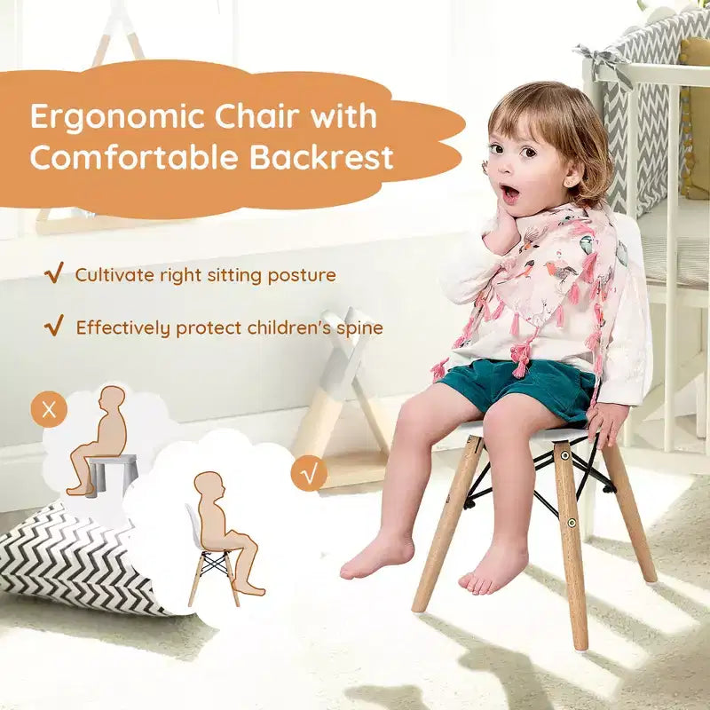 Set di 4 sedie per bambini Costway, stile moderno di metà secolo, con gambe in legno