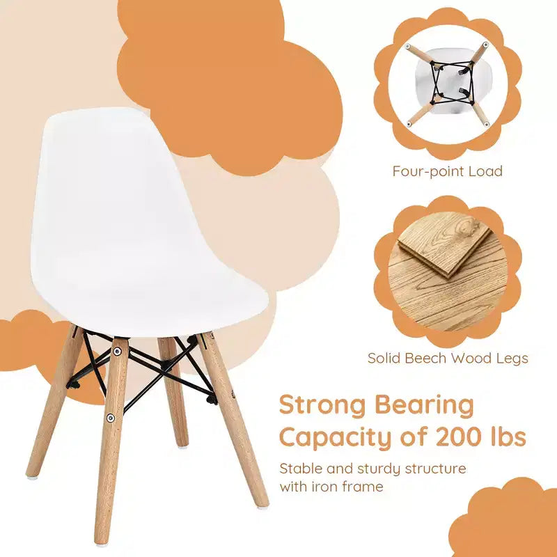 Set di 4 sedie per bambini Costway, stile moderno di metà secolo, con gambe in legno
